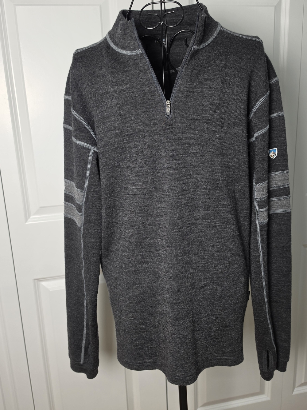 Kuhl Gray Mens Merino Wool Blend Quarter Zip Pullover Medium